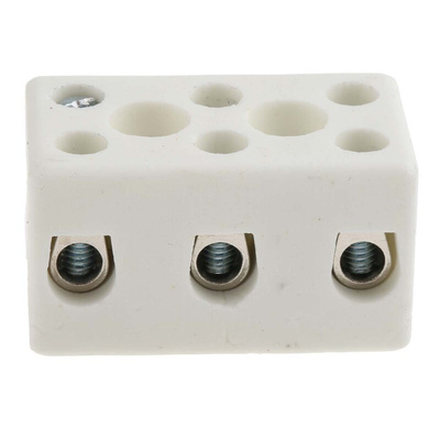RS PRO Non-Fused Terminal Block, 3-Way, 57A, 8 AWG Wire, Screw Down Termination