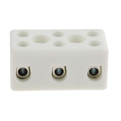RS PRO Non-Fused Terminal Block, 3-Way, 32A, 12 AWG Wire, Screw Down Termination