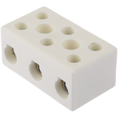 RS PRO Non-Fused Terminal Block, 3-Way, 76A, 6 AWG Wire, Screw Down Termination