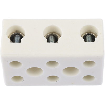 RS PRO Non-Fused Terminal Block, 3-Way, 76A, 6 AWG Wire, Screw Down Termination