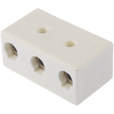 RS PRO Non-Fused Terminal Block, 3-Way, 76A, 6 AWG Wire, Screw Down Termination