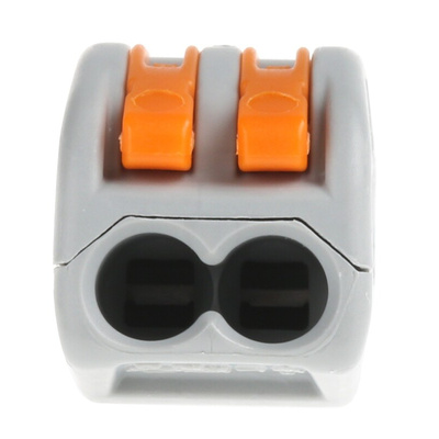 Wago 222 Series Lever Connector, 2-Way, 32A, 28 → 12 AWG Wire, Cage Clamp Termination