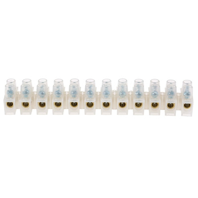 RS PRO Non-Fused Terminal Block, 12-Way, 3 → 24A, 12 AWG Wire, Screw Termination