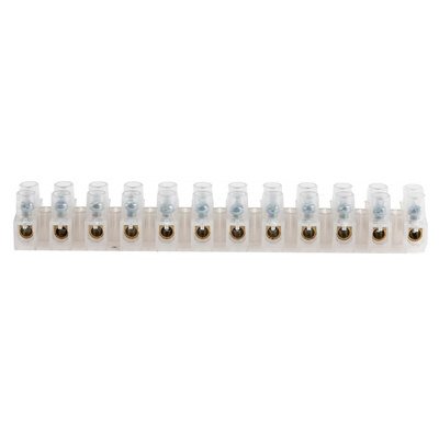 RS PRO Non-Fused Terminal Block, 12-Way, 5 → 32A, 10 AWG Wire, Screw Termination