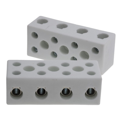 RS PRO Non-Fused Terminal Block, 4-Way, 30 → 76A, 6 AWG Wire, Screw Down Termination
