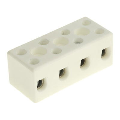 RS PRO Non-Fused Terminal Block, 4-Way, 15 → 57A, 8 AWG Wire, Screw Down Termination