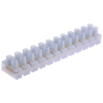 RS PRO Non-Fused Terminal Block, 12-Way, 3 → 24A, 12 AWG Wire, Screw Down Termination