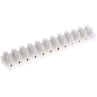 RS PRO Non-Fused Terminal Block, 12-Way, 5 → 32A, 10 AWG Wire, Screw Down Termination