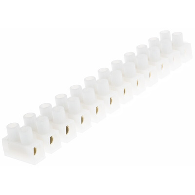 RS PRO Non-Fused Terminal Block, 12-Way, 30 → 76A, 6 AWG Wire, Screw Down Termination