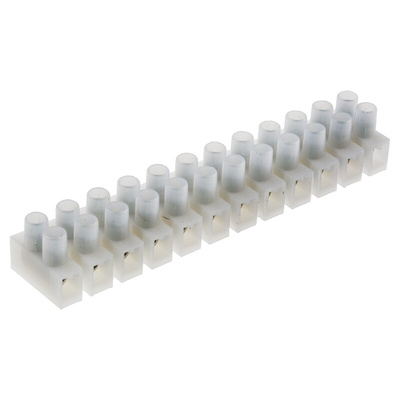 RS PRO Non-Fused Terminal Block, 12-Way, 2.5 → 20A, 14 AWG Wire, Screw Termination
