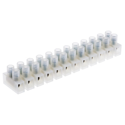 RS PRO Non-Fused Terminal Block, 12-Way, 17.5A, 16 AWG Wire, Screw Termination