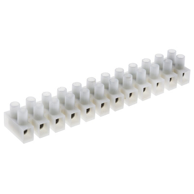 RS PRO Non-Fused Terminal Block, 12-Way, 24A, 14 AWG Wire, Screw Termination