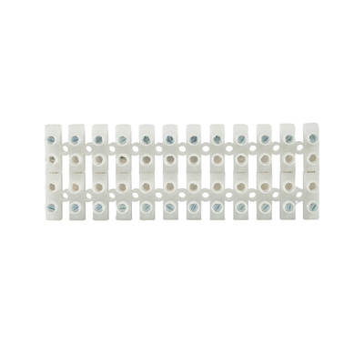 RS PRO Non-Fused Terminal Block, 12-Way, 5 → 32A, 10 AWG Wire, Screw Termination