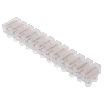 RS PRO Non-Fused Terminal Block, 12-Way, 15 → 61A, 7 AWG Wire, Screw Down Termination
