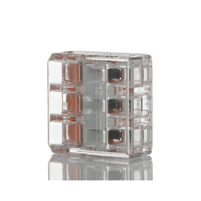 Wago 221 Series Lever Connector, 3-Way, 32A, 24 → 12 AWG Wire, Cage Clamp Termination