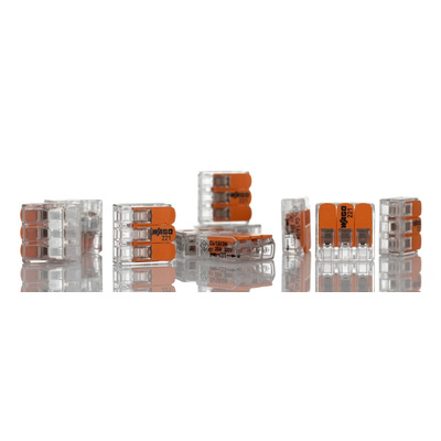 Wago 221 Series Lever Connector, 3-Way, 32A, 24 → 12 AWG Wire, Cage Clamp Termination