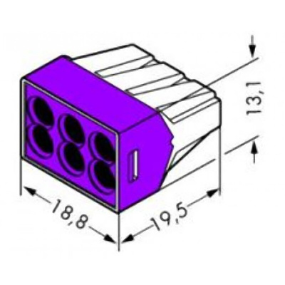 Wago 773 PUSH WIRE Series Junction Box Connector, 6-Way, 24A, 18 → 12 AWG, 16 → 12 AWG Wire, Push In