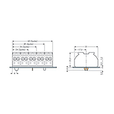 Wago 862 Series Terminal Strip, 5-Way, 32A, 20 → 12 AWG, Wire, Push-In Cage Clamp Termination
