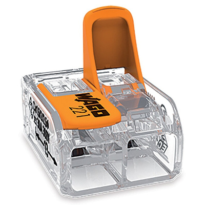 Wago 221 Series Lever Connector, 2-Way, 41A, 20 → 10 AWG Wire, Cage Clamp Termination
