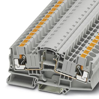 Phoenix Contact PTME Series PTME 6-DIO BY255/L-R Feed Through Terminal Block, 2-Way, 3A, 0.5 → 10 mm² Wire, Push