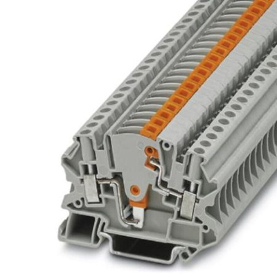 Phoenix Contact UTME Series UTME 4-P/P Disconnect Terminal Block, 2-Way, 28A, 10-26 AWG Wire, Screw Termination