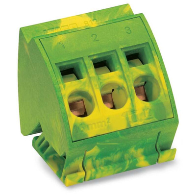 Wago 812 Series Terminal Block, 3-Way, 14 → 6 AWG Wire, Cage Clamp Termination
