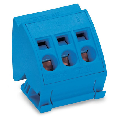 Wago 812 Series Terminal Block, 3-Way, 96A, 14 → 6 AWG Wire, Cage Clamp Termination
