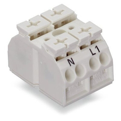 Wago 862 Series Terminal Strip, 2-Way, 32A, 20 → 12 AWG Wire, Push-In Cage Clamp Termination