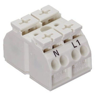 Wago 862 Series Terminal Strip, 2-Way, 32A, 20 → 12 AWG Wire, Push-In Cage Clamp Termination