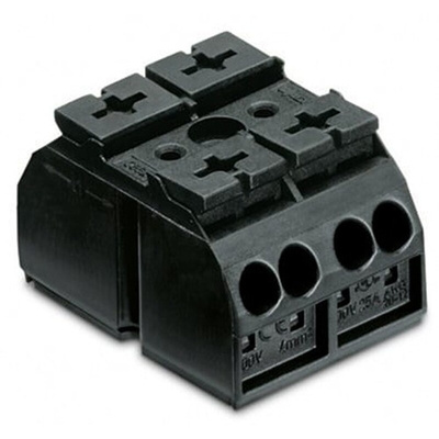 Wago 862 Series Terminal Strip, 2-Way, 28A, 20 → 12 AWG Wire, Push-In Cage Clamp Termination