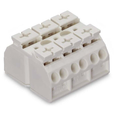Wago 862 Series Terminal Strip, 3-Way, 32A, 20 → 12 AWG Wire, Push-In Cage Clamp Termination