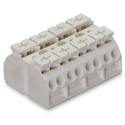 Wago 862 Series Terminal Strip, 4-Way, 32A, 20 → 12 AWG Wire, Push-In Cage Clamp Termination