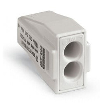 Wago 773 Series Junction Box Connector, 2-Way, 24A, 18 → 14 AWG Wire, Push In Termination