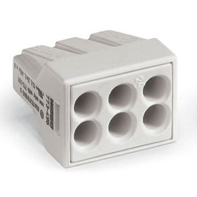 Wago 773 Series Junction Box Connector, 6-Way, 24A, 18 → 14 AWG Wire, Push In Termination