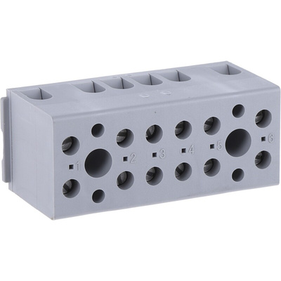 Phoenix Contact UK Series G 5/ 6-EX Non-Fused Terminal Block, 6-Way, 30A, 24 → 12 AWG Wire, Screw Down