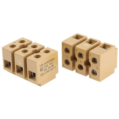 Weidmuller SAK Series Non-Fused Terminal Block, 3-Way, 41A, 22 → 10 AWG Wire, Screw Termination