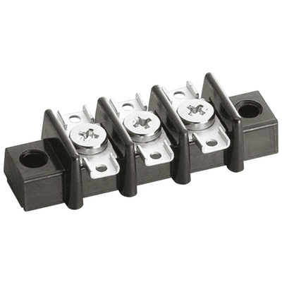 Sato Parts Non-Fused Terminal Block, 3-Way, 6A, Screw Down Termination