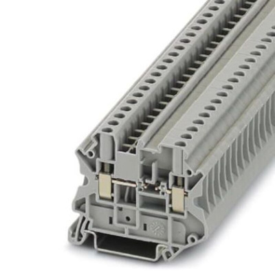 Phoenix Contact UT Series UT 4-MTD-BE Feed Through Terminal Block, 2-Way, 500mA, 26-10-2020 AWG Wire, Screw Termination