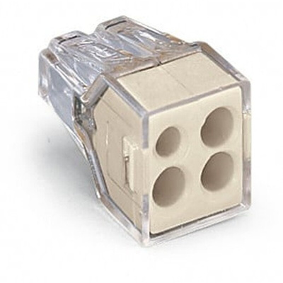 Wago 773 Series Junction Box Connector, 4-Way, 24A, 18 → 14 AWG Wire, Push In Termination