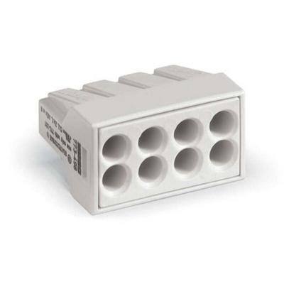 Wago 773 Series Junction Box Connector, 8-Way, 24A, 18 → 14 AWG Wire, Push In Termination
