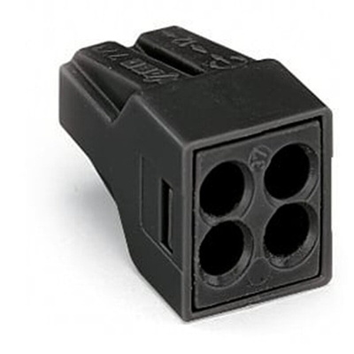 Wago 773 Series Junction Box Connector, 4-Way, 24A, 18 → 14 AWG Wire, Push In Termination