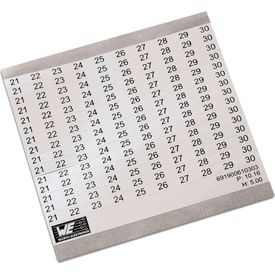 Wurth Elektronik, WR-TBL Adhesive Marker Card for use with Terminal Blocks