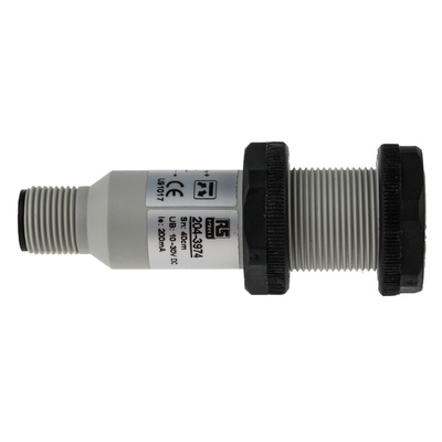 RS PRO Diffuse Reflection Photoelectric Sensor, Barrel Sensor, 0.4 m Detection Range