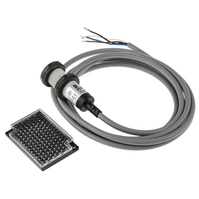 RS PRO Retro Reflective Photoelectric Sensor, Barrel Sensor, 3 m Detection Range