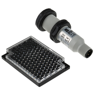 RS PRO Retro Reflective Photoelectric Sensor, Barrel Sensor, 3 m Detection Range
