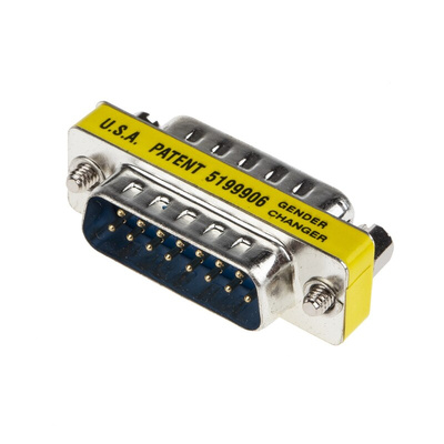RS PRO D Sub Adapter Male 15 Way D-Sub to Male 15 Way D-Sub
