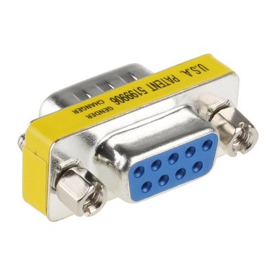 RS PRO D Sub Adapter Male 9 Way D-Sub to Female 9 Way D-Sub