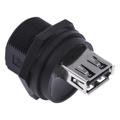RS PRO Straight, Panel Mount, Socket Type A 2.0 IP67 USB Connector
