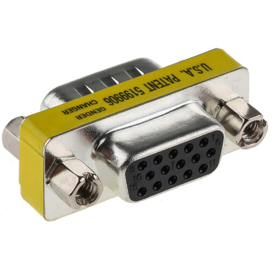 RS PRO D-sub Adapter Male 15 Way D-Sub to Female 15 Way D-Sub