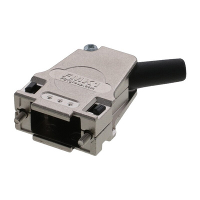 FCT from Molex FMK Series Die Cast Zinc Angled D Sub Backshell, 9 Way, Strain Relief